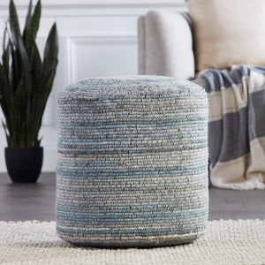Jaipur Living Jaipur Living Handcrafted Wool Blend Cylinder Pouf Striped Coastal Footrest Seat POF100470