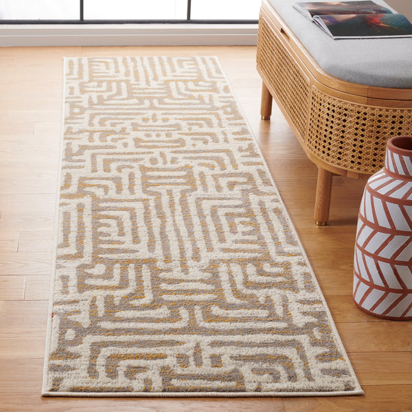 Safavieh Amsterdam Bohemian Area Rug With Geometric Design – Durable Comfort For Modern Living Spaces Ivory ,Mauve Polypropylene Pile Ams106a-5r