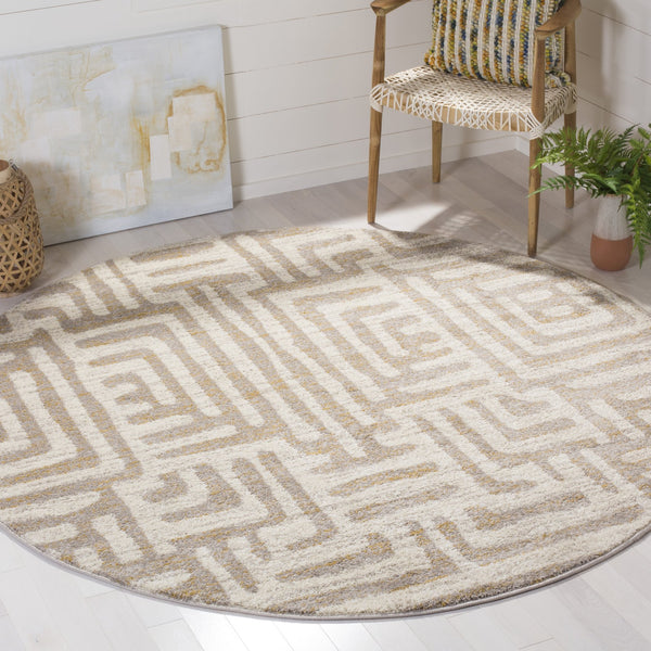 Safavieh Amsterdam Bohemian Area Rug With Geometric Design – Durable Comfort For Modern Living Spaces Ivory ,Mauve Polypropylene Pile Ams106a-5r