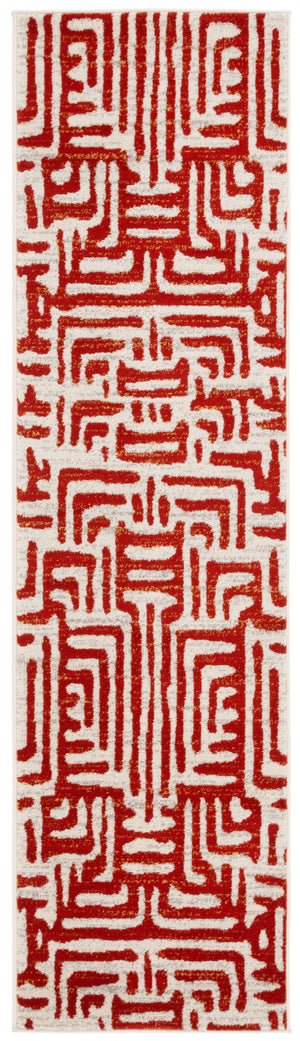 Safavieh Amsterdam Bohemian Area Rug With Geometric Design – Durable Comfort For Modern Living Spaces Ivory ,Terracotta Polypropylene Pile Ams106b-5sq