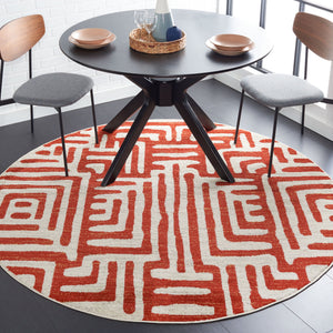 Safavieh Amsterdam Bohemian Area Rug With Geometric Design – Durable Comfort For Modern Living Spaces Ivory ,Terracotta Polypropylene Pile Ams106b-5sq