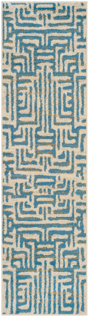 Safavieh Amsterdam Bohemian Area Rug With Geometric Design – Durable Comfort For Modern Living Spaces Ivory ,Light Blue Polypropylene Pile Ams106c-5sq
