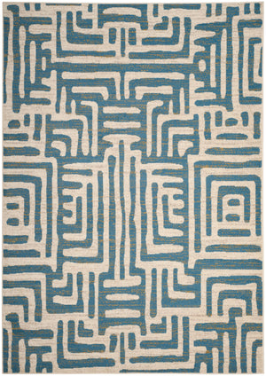 Safavieh Amsterdam Bohemian Area Rug With Geometric Design – Durable Comfort For Modern Living Spaces Ivory ,Light Blue Polypropylene Pile Ams106c-5sq