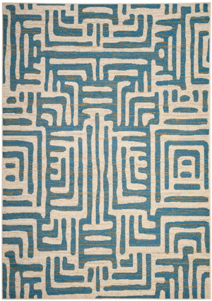 Safavieh Amsterdam Bohemian Area Rug With Geometric Design – Durable Comfort For Modern Living Spaces Ivory ,Light Blue Polypropylene Pile Ams106c-5sq