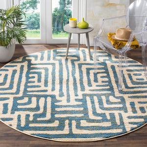 Safavieh Amsterdam Bohemian Area Rug With Geometric Design – Durable Comfort For Modern Living Spaces Ivory ,Light Blue Polypropylene Pile Ams106c-5sq