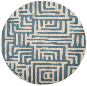 Safavieh Amsterdam Bohemian Area Rug With Geometric Design – Durable Comfort For Modern Living Spaces Ivory ,Light Blue Polypropylene Pile Ams106c-5sq