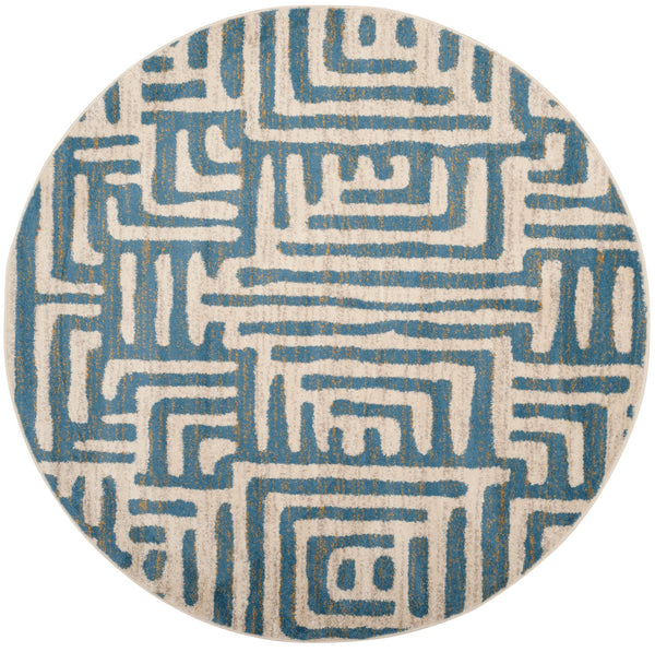 Safavieh Amsterdam Bohemian Area Rug With Geometric Design – Durable Comfort For Modern Living Spaces Ivory ,Light Blue Polypropylene Pile Ams106c-5sq