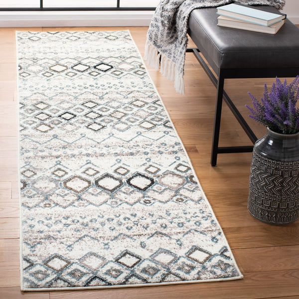 Safavieh Amsterdam Area Rug - Elegant Power-loomed Design With Bohemian Charm For Effortless Home Style Ivory ,Grey Polypropylene Pile Ams108a-4sq