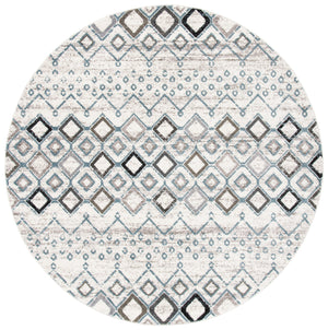 Safavieh Amsterdam Ivory Grey Round Rug 4Ft – Bohemian Minimalist Power-Loomed Turkey, Low Pile, Durable Blend AMS108A-4R