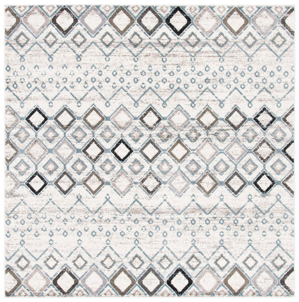 Safavieh Amsterdam Area Rug - Elegant Power-loomed Design With Bohemian Charm For Effortless Home Style Ivory ,Grey Polypropylene Pile Ams108a-4sq