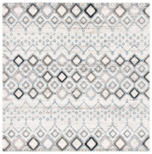 Safavieh Amsterdam Ivory Grey Round Rug 4Ft – Bohemian Minimalist Power-Loomed Turkey, Low Pile, Durable Blend AMS108A-4R