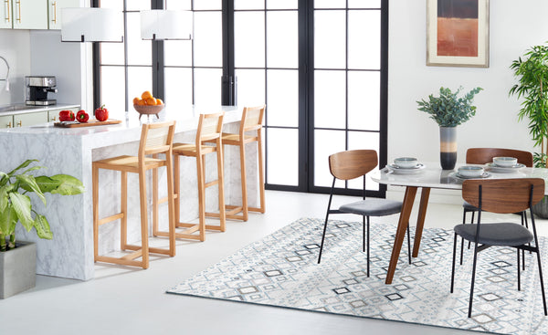 Safavieh Amsterdam Ivory Grey Round Rug 4Ft – Bohemian Minimalist Power-Loomed Turkey, Low Pile, Durable Blend AMS108A-4R