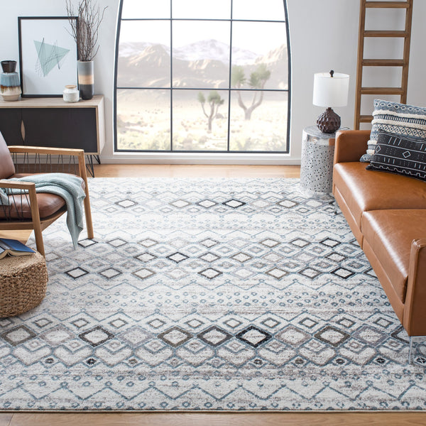 Safavieh Amsterdam Ivory Grey Round Rug 4Ft – Bohemian Minimalist Power-Loomed Turkey, Low Pile, Durable Blend AMS108A-4R