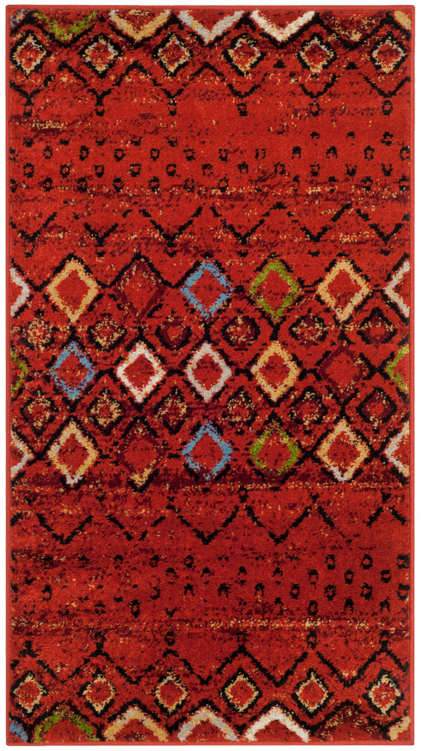 Safavieh Amsterdam Bohemian Terracotta Area Rug With Geometric Multi Accents, Low-Profile Durable Weave 4'-0" x 4'-0" AMS108D-4SQ
