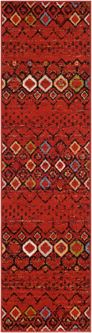 Safavieh Amsterdam Bohemian Terracotta Area Rug With Geometric Multi Accents, Low-Profile Durable Weave 4'-0" x 4'-0" AMS108D-4SQ