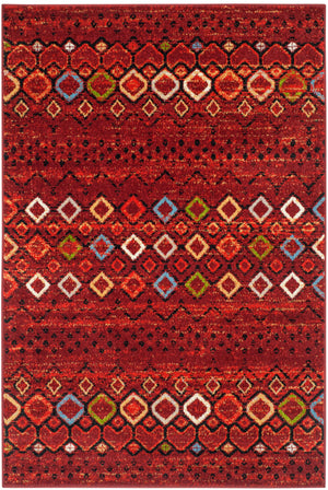 Safavieh Amsterdam Bohemian Terracotta Area Rug With Geometric Multi Accents, Low-Profile Durable Weave 4'-0" x 4'-0" AMS108D-4SQ