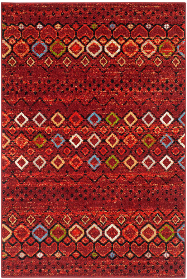 Safavieh Amsterdam Bohemian Terracotta Area Rug With Geometric Multi Accents, Low-Profile Durable Weave 4'-0" x 4'-0" AMS108D-4SQ