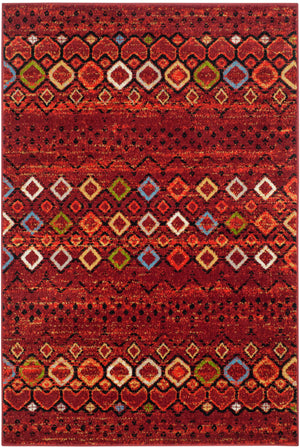 Safavieh Amsterdam Bohemian Terracotta Area Rug With Geometric Multi Accents, Low-Profile Durable Weave 4'-0" x 4'-0" AMS108D-4SQ