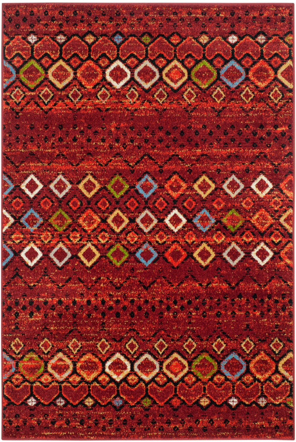 Safavieh Amsterdam Bohemian Terracotta Area Rug With Geometric Multi Accents, Low-Profile Durable Weave 4'-0" x 4'-0" AMS108D-4SQ