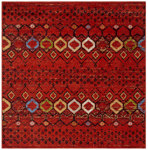 Safavieh Amsterdam Bohemian Terracotta Area Rug With Geometric Multi Accents, Low-Profile Durable Weave 4'-0" x 4'-0" AMS108D-4SQ