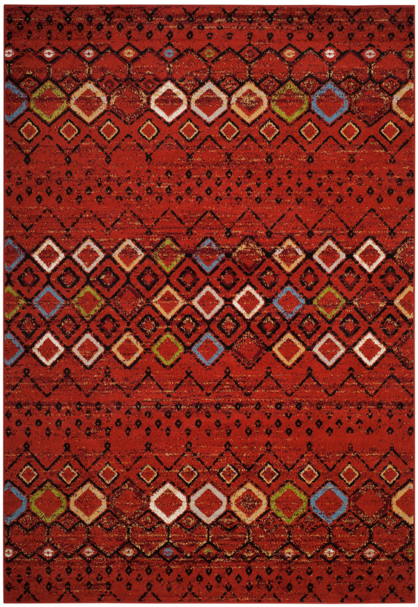 Safavieh Amsterdam Bohemian Terracotta Area Rug With Geometric Multi Accents, Low-Profile Durable Weave 4'-0" x 4'-0" AMS108D-4SQ