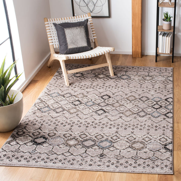 Safavieh Amsterdam Round 4' Area Rug Light Grey Brown — Low-Profile Power-Loomed Boho Rug, Durable Turkish Craftsmanship AMS108F-4R