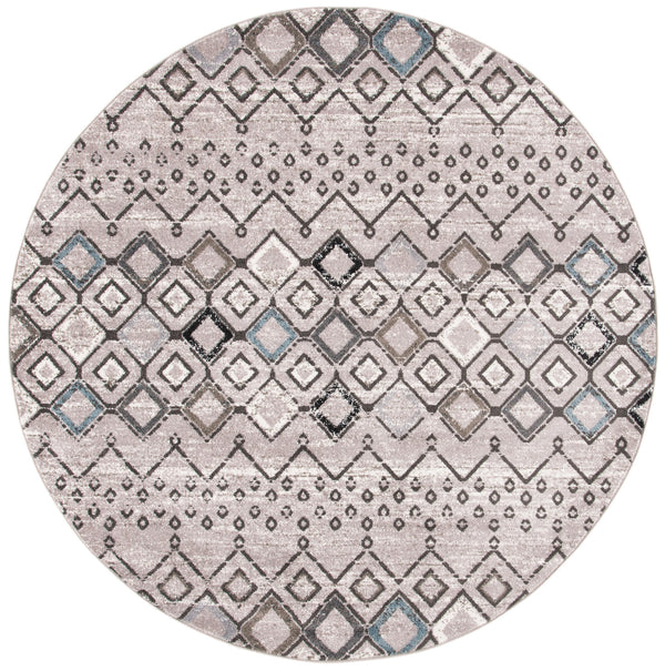 Safavieh Amsterdam Area Rug - Elegant Power-loomed Design With Bohemian Charm For Effortless Home Style Light Grey ,Brown Polypropylene Pile Ams108f-4sq