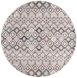 Safavieh Amsterdam Round 4' Area Rug Light Grey Brown — Low-Profile Power-Loomed Boho Rug, Durable Turkish Craftsmanship AMS108F-4R