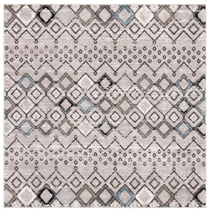 Safavieh Amsterdam Area Rug - Elegant Power-loomed Design With Bohemian Charm For Effortless Home Style Light Grey ,Brown Polypropylene Pile Ams108f-4sq