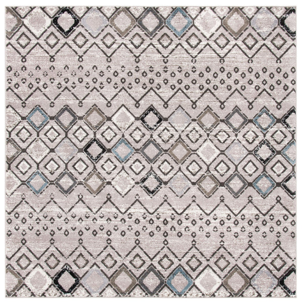 Safavieh Amsterdam Area Rug - Elegant Power-loomed Design With Bohemian Charm For Effortless Home Style Light Grey ,Brown Polypropylene Pile Ams108f-4sq