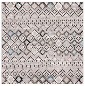 Safavieh Amsterdam Round 4' Area Rug Light Grey Brown — Low-Profile Power-Loomed Boho Rug, Durable Turkish Craftsmanship AMS108F-4R