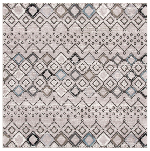 Safavieh Amsterdam Round 4' Area Rug Light Grey Brown — Low-Profile Power-Loomed Boho Rug, Durable Turkish Craftsmanship AMS108F-4R