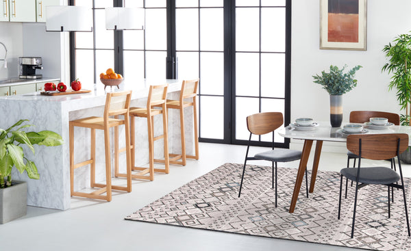 Safavieh Amsterdam Round 4' Area Rug Light Grey Brown — Low-Profile Power-Loomed Boho Rug, Durable Turkish Craftsmanship AMS108F-4R