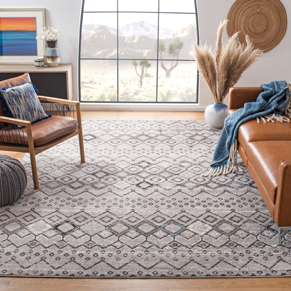 Safavieh Amsterdam Area Rug - Elegant Power-loomed Design With Bohemian Charm For Effortless Home Style Light Grey ,Brown Polypropylene Pile Ams108f-4sq