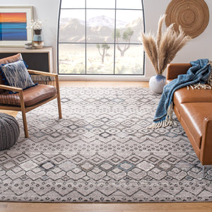 Safavieh Amsterdam Round 4' Area Rug Light Grey Brown — Low-Profile Power-Loomed Boho Rug, Durable Turkish Craftsmanship AMS108F-4R