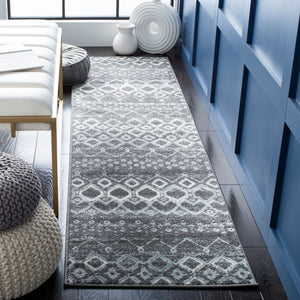 Safavieh Amsterdam Round Bohemian Area Rug In Dark & Light Grey — Power-Loomed Turkey, Soft Durable Texture 8'-0" x 8'-0" AMS108J-8R