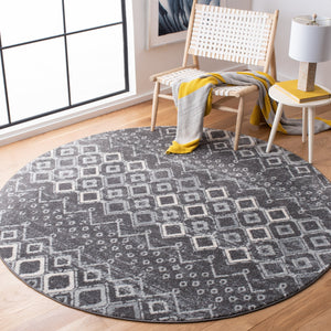 Safavieh Amsterdam Round Bohemian Area Rug In Dark & Light Grey — Power-Loomed Turkey, Soft Durable Texture 8'-0" x 8'-0" AMS108J-8R
