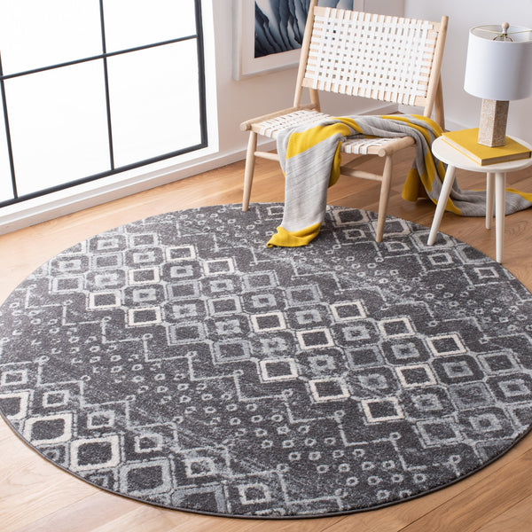 Safavieh Amsterdam Bohemian Grey Square Rug - Low Profile Power-Loomed Blend For Durable Elegant Spaces 5'-1" x 5'-1" AMS108J-5SQ