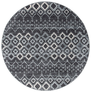 Safavieh Amsterdam Round Bohemian Area Rug In Dark & Light Grey — Power-Loomed Turkey, Soft Durable Texture 8'-0" x 8'-0" AMS108J-8R