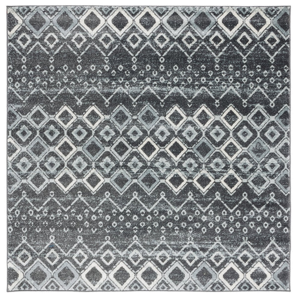 Safavieh Amsterdam Round Bohemian Area Rug In Dark & Light Grey — Power-Loomed Turkey, Soft Durable Texture 8'-0" x 8'-0" AMS108J-8R