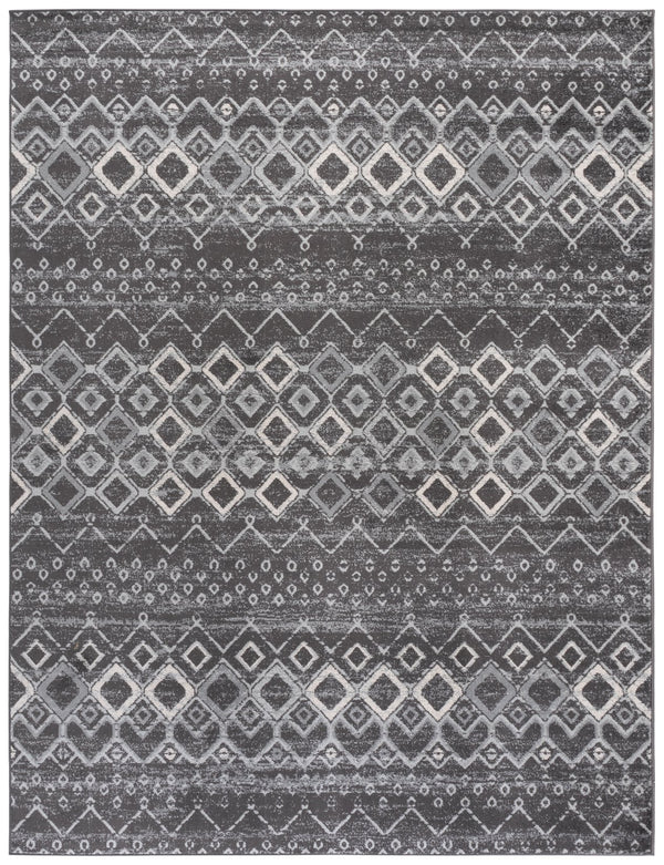 Safavieh Amsterdam Round Bohemian Area Rug In Dark & Light Grey — Power-Loomed Turkey, Soft Durable Texture 8'-0" x 8'-0" AMS108J-8R
