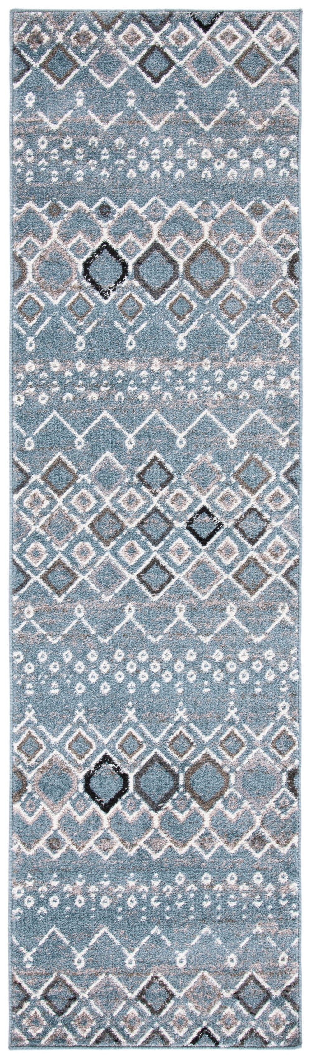 Safavieh Amsterdam Round 4' X 4' Blue Ivory Rug — Low-Profile Turkish Power-Loomed Bohemian Accent Rug For Living Spaces AMS108L-4R