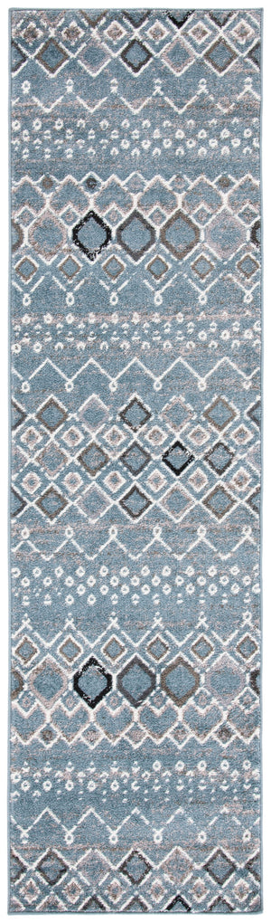 Safavieh Amsterdam Round 4' X 4' Blue Ivory Rug — Low-Profile Turkish Power-Loomed Bohemian Accent Rug For Living Spaces AMS108L-4R