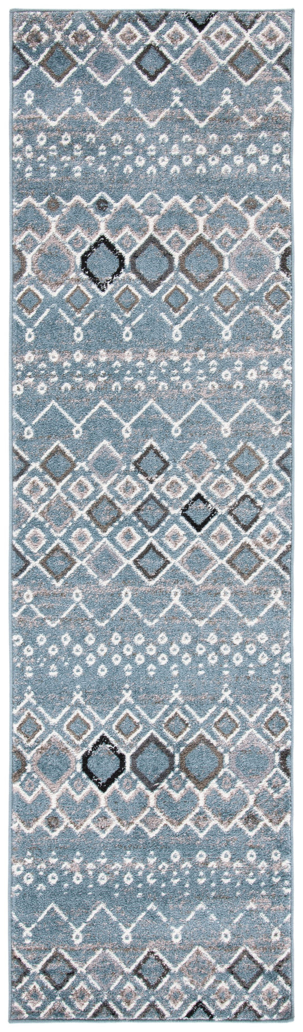 Safavieh Amsterdam Round 4' X 4' Blue Ivory Rug — Low-Profile Turkish Power-Loomed Bohemian Accent Rug For Living Spaces AMS108L-4R