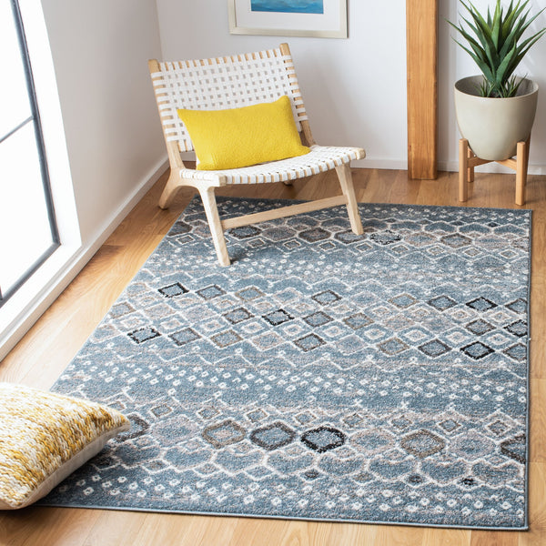 Safavieh Amsterdam Area Rug - Elegant Power-loomed Design With Bohemian Charm For Effortless Home Style Blue ,Ivory Polypropylene Pile Ams108l-4sq
