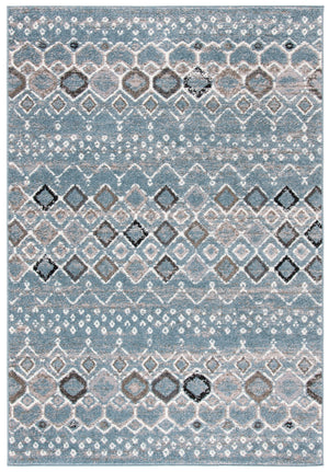 Safavieh Amsterdam Round 4' X 4' Blue Ivory Rug — Low-Profile Turkish Power-Loomed Bohemian Accent Rug For Living Spaces AMS108L-4R
