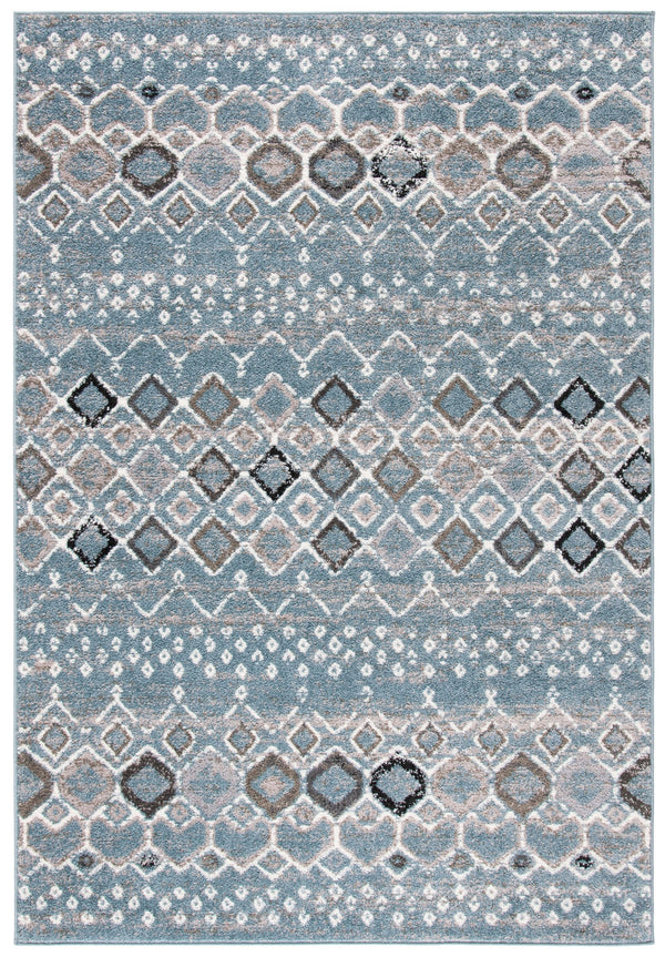 Safavieh Amsterdam Round 4' X 4' Blue Ivory Rug — Low-Profile Turkish Power-Loomed Bohemian Accent Rug For Living Spaces AMS108L-4R
