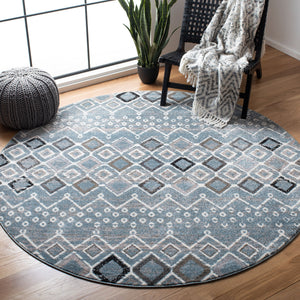 Safavieh Amsterdam Area Rug - Elegant Power-loomed Design With Bohemian Charm For Effortless Home Style Blue ,Ivory Polypropylene Pile Ams108l-4sq