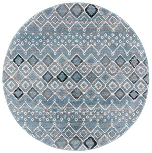 Safavieh Amsterdam Round 4' X 4' Blue Ivory Rug — Low-Profile Turkish Power-Loomed Bohemian Accent Rug For Living Spaces AMS108L-4R