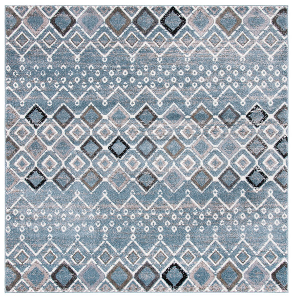 Safavieh Amsterdam Area Rug - Elegant Power-loomed Design With Bohemian Charm For Effortless Home Style Blue ,Ivory Polypropylene Pile Ams108l-4sq